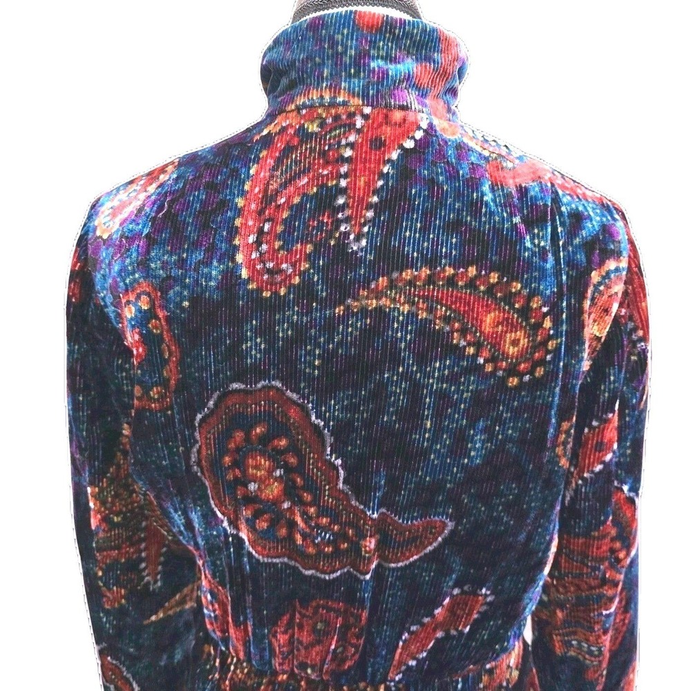 Etcetera Velvet Paisley Fitted Jacket Silk Blend Quilted Lined Boho Luxe Women 4 - Picture 6 of 13
